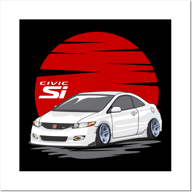 Honda Civic Si (White) Wall Art by zevalia